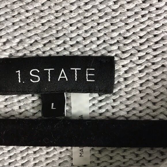 1.STATE Women’s Size L Gray Cotton Acrylic Knit Pullover Sweater Long Sleeve NWT - Picture 8 of 16